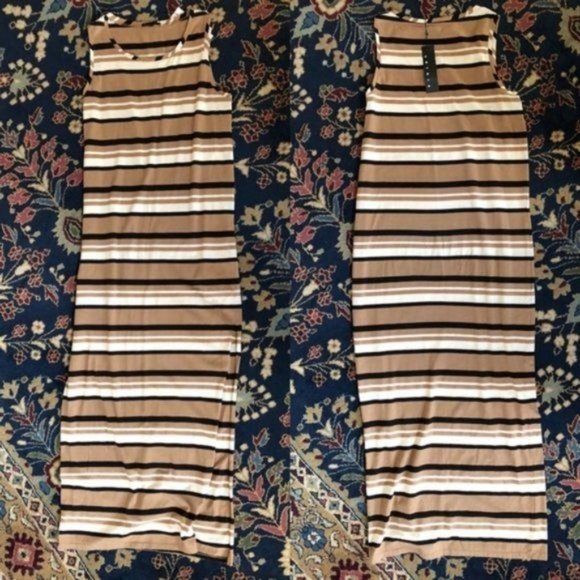 ASOS Sisley Sleeveless Jersey Stripe Dress Midi Slit - Picture 5 of 5